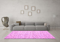 Machine Washable Abstract Pink Contemporary Rug, wshcon1844pnk