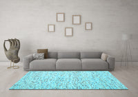 Machine Washable Abstract Light Blue Contemporary Rug, wshcon1844lblu