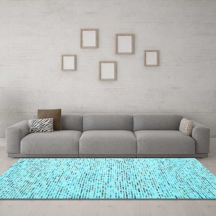 Machine Washable Abstract Light Blue Contemporary Rug in a Living Room, wshcon1844lblu