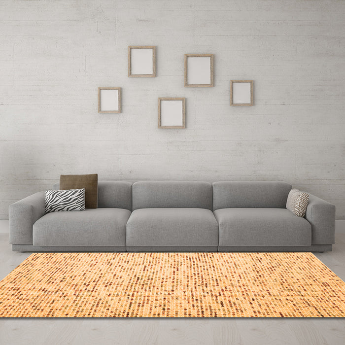 Machine Washable Abstract Orange Contemporary Area Rugs in a Living Room, wshcon1844org