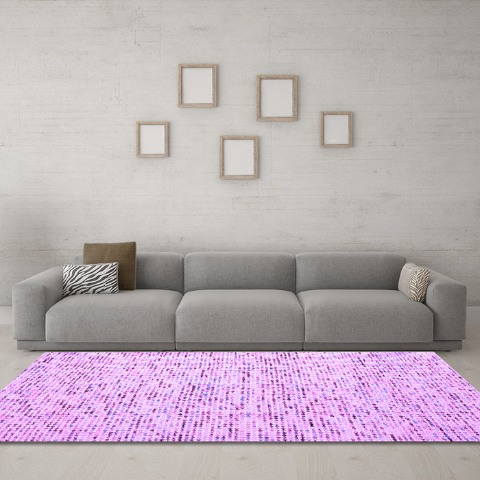 Machine Washable Abstract Purple Contemporary Area Rugs in a Living Room, wshcon1844pur