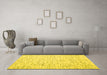 Machine Washable Abstract Yellow Contemporary Rug in a Living Room, wshcon1845yw