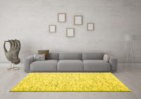 Machine Washable Abstract Yellow Contemporary Rug, wshcon1845yw