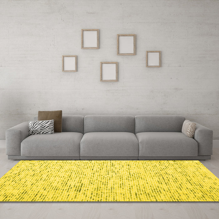 Machine Washable Abstract Yellow Contemporary Rug in a Living Room, wshcon1845yw