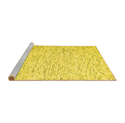 Sideview of Machine Washable Abstract Yellow Contemporary Rug, wshcon1845yw