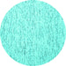 Round Machine Washable Abstract Turquoise Contemporary Area Rugs, wshcon1845turq