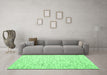 Machine Washable Abstract Emerald Green Contemporary Area Rugs in a Living Room,, wshcon1845emgrn