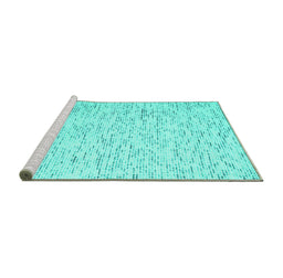 Sideview of Machine Washable Abstract Turquoise Contemporary Area Rugs, wshcon1845turq