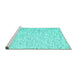 Sideview of Machine Washable Abstract Turquoise Contemporary Area Rugs, wshcon1845turq