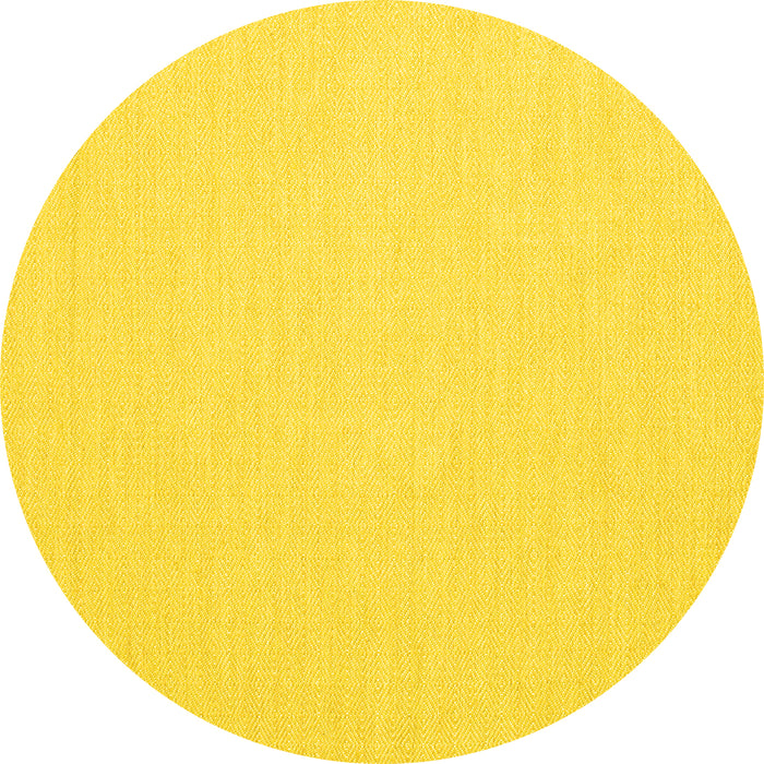 Round Machine Washable Abstract Yellow Contemporary Rug, wshcon1846yw