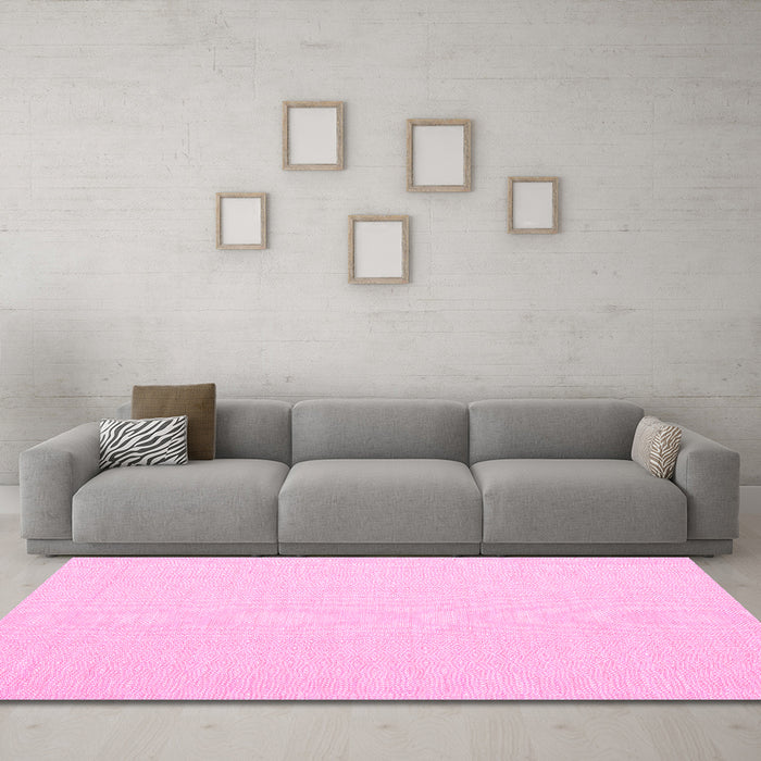 Machine Washable Abstract Pink Contemporary Rug in a Living Room, wshcon1846pnk