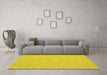 Machine Washable Abstract Yellow Contemporary Rug in a Living Room, wshcon1847yw