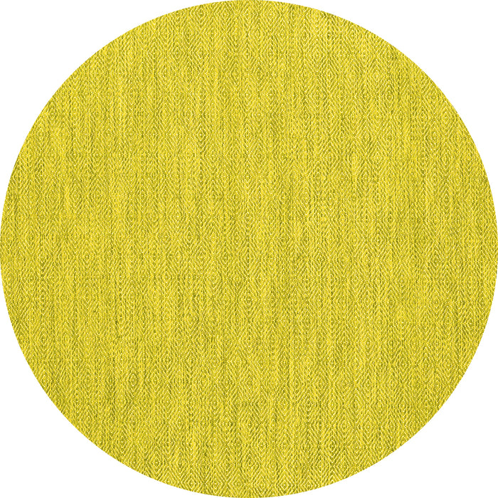 Round Machine Washable Abstract Yellow Contemporary Rug, wshcon1847yw
