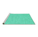 Sideview of Machine Washable Abstract Turquoise Contemporary Area Rugs, wshcon1847turq