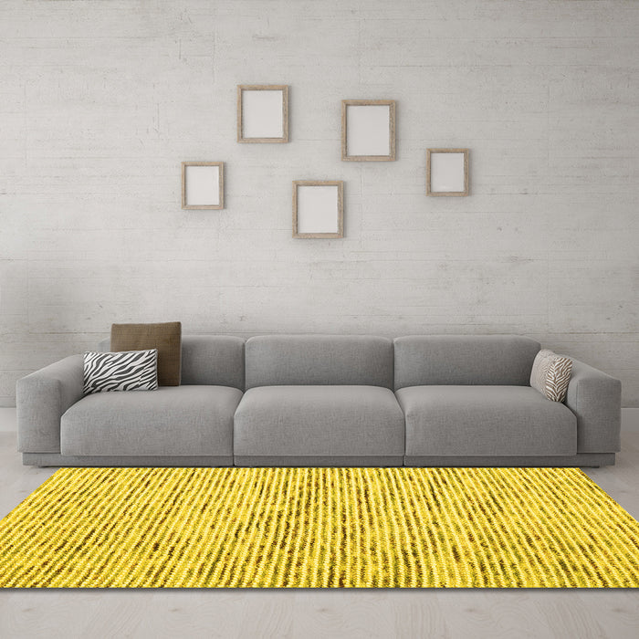 Machine Washable Abstract Yellow Contemporary Rug in a Living Room, wshcon1848yw