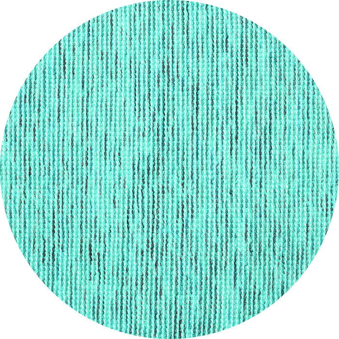 Round Machine Washable Abstract Turquoise Contemporary Area Rugs, wshcon1848turq