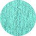 Round Machine Washable Abstract Turquoise Contemporary Area Rugs, wshcon1848turq