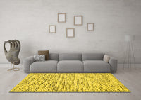 Machine Washable Abstract Yellow Contemporary Rug, wshcon1849yw