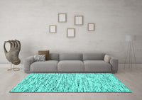 Machine Washable Abstract Turquoise Contemporary Rug, wshcon1849turq