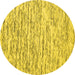 Round Machine Washable Abstract Yellow Contemporary Rug, wshcon1849yw