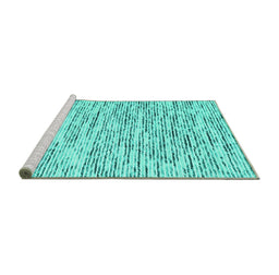 Sideview of Machine Washable Abstract Turquoise Contemporary Area Rugs, wshcon1849turq