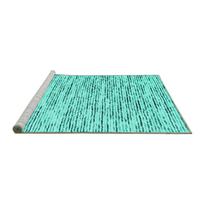 Sideview of Machine Washable Abstract Turquoise Contemporary Area Rugs, wshcon1849turq