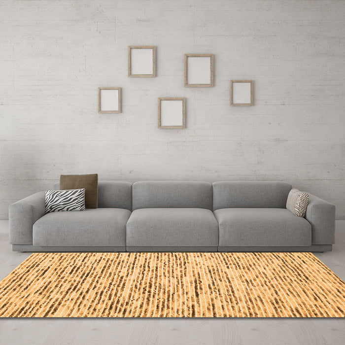 Machine Washable Abstract Orange Contemporary Area Rugs in a Living Room, wshcon1849org