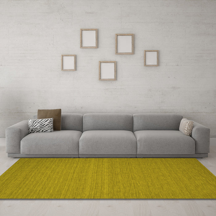 Machine Washable Abstract Yellow Contemporary Rug in a Living Room, wshcon184yw