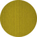 Round Machine Washable Abstract Yellow Contemporary Rug, wshcon184yw