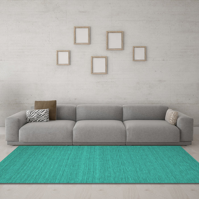 Machine Washable Abstract Turquoise Contemporary Area Rugs in a Living Room,, wshcon184turq