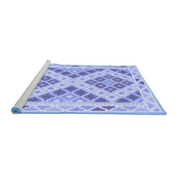 Sideview of Machine Washable Southwestern Blue Country Rug, wshcon1850blu