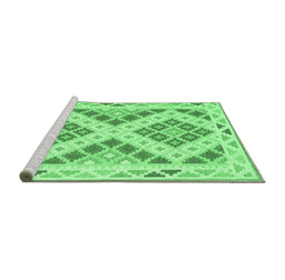 Sideview of Machine Washable Southwestern Emerald Green Country Area Rugs, wshcon1850emgrn