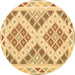 Round Southwestern Brown Country Rug, con1850brn