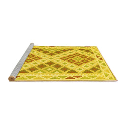 Sideview of Machine Washable Southwestern Yellow Country Rug, wshcon1850yw