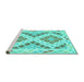 Sideview of Machine Washable Southwestern Turquoise Country Area Rugs, wshcon1850turq