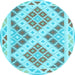 Round Southwestern Light Blue Country Rug, con1850lblu