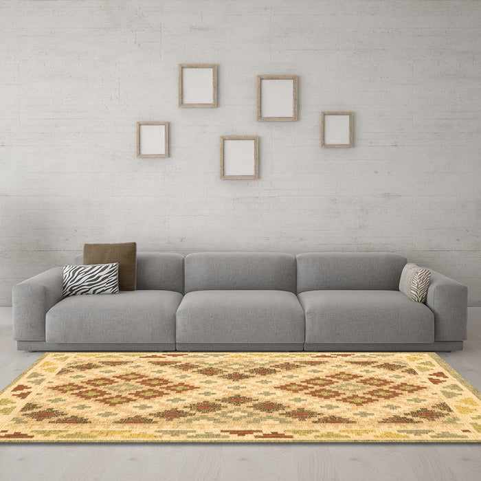 Machine Washable Southwestern Brown Country Rug in a Living Room,, wshcon1850brn