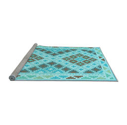 Sideview of Machine Washable Southwestern Light Blue Country Rug, wshcon1850lblu