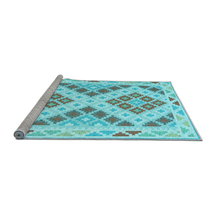 Sideview of Machine Washable Southwestern Light Blue Country Rug, wshcon1850lblu