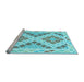 Sideview of Machine Washable Southwestern Light Blue Country Rug, wshcon1850lblu