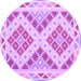 Round Machine Washable Southwestern Purple Country Area Rugs, wshcon1850pur