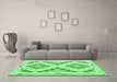 Machine Washable Southwestern Emerald Green Country Area Rugs in a Living Room,, wshcon1850emgrn