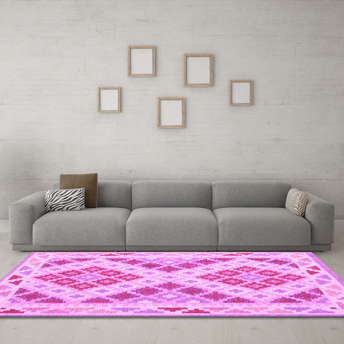 Machine Washable Southwestern Pink Country Rug in a Living Room, wshcon1850pnk