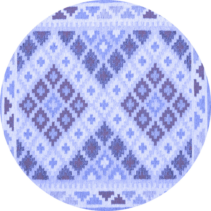 Round Machine Washable Southwestern Blue Country Rug, wshcon1850blu