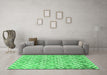 Machine Washable Trellis Green Modern Area Rugs in a Living Room,, wshcon1851grn