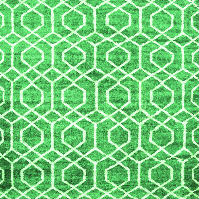 Round Machine Washable Trellis Green Modern Area Rugs, wshcon1851grn