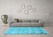 Machine Washable Trellis Light Blue Modern Rug in a Living Room, wshcon1851lblu