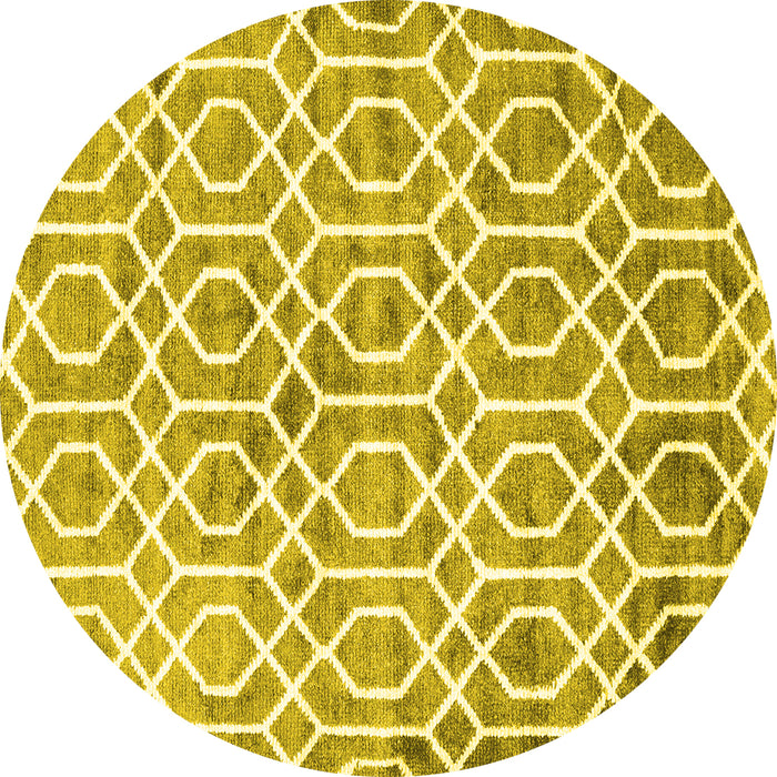 Round Trellis Yellow Modern Rug, con1851yw