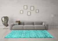 Machine Washable Trellis Turquoise Modern Rug, wshcon1851turq