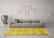 Machine Washable Trellis Yellow Modern Rug in a Living Room, wshcon1851yw